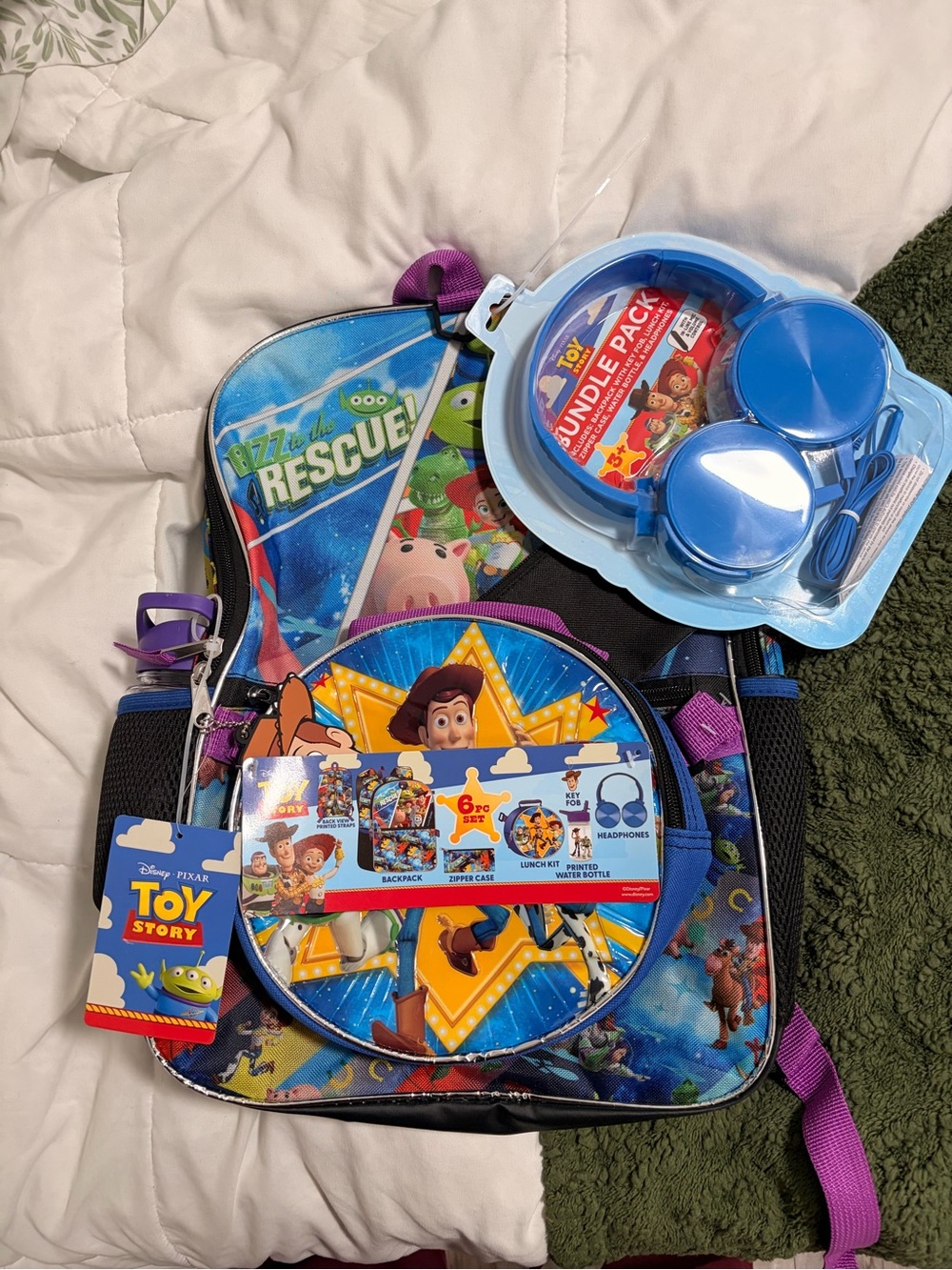 Disney Toy Story Kids Backpack Set in Blue & Purple